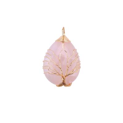 China Chain Pendant Jade Necklaces Natural ross quartz jewelry women bizuteria jewelry chalcedony naszyjnik fresh pink jade pendant for sale