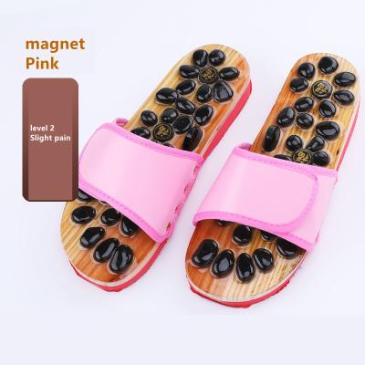 China Deep Black Cool Stone Slipper Massage Stone Reflexology Cloth Acupressure Foot Massage Slippers Shoes Sandals Reflexology Massage for sale