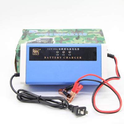 China Car Battery Charger 12V 10A Car Scooter Battery Fast Intelligent Three-stage Motorcycle/Motorcycle Storage Battery Charger for sale