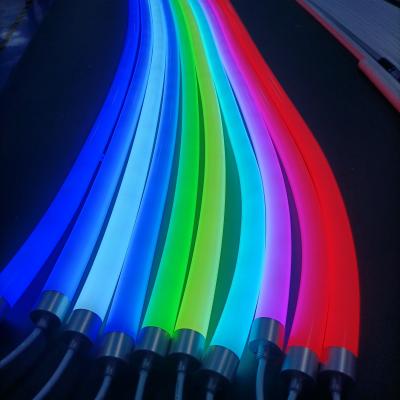 China Waterproof LANDSCAPE LED Neon Cable RGB 360 Degree Diameter 25mm Round Light Flexible Neon Tube Light DC 24V IP67 RGB Strip Light for sale