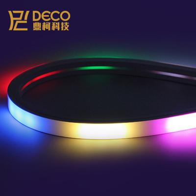 China Full Color LANDSCAPE SMD5050 RGB Accessible Silicone Housing 20*14MM Flat Lighting Vertical Bending Strip 12/24V LED Neon Light for sale