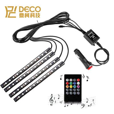 China Car 4pcs*12LEDs Car Styling Light Line Mood Atmosphere Lamp Car Lights Interior 5050 Car LED RGB Atmosphere Light Strip for sale