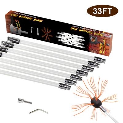 China 33ft Sustainable Chimney Brush Sweeping Cleaning Tool Kits With Nylon Power Drill Rods (12 Rods) for sale