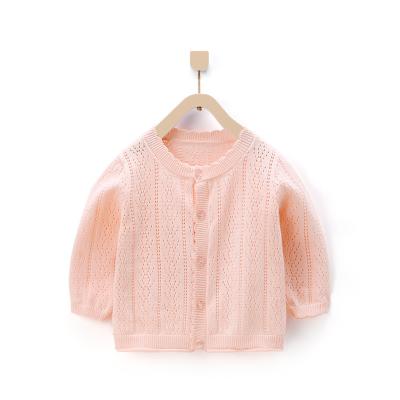 China Classic Round Knitted Cardigan Jacket Children's Classic Round Knitted Anti-shrink Design Little Girl Spring Neck Straight Clothing for sale