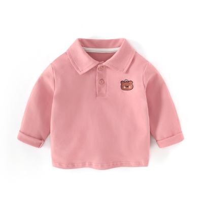 China 2022 custom designs anti-shrink solid color children's polo tops drop boys Korean long sleeve baby lapel shirt wholesale for sale