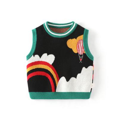 China Autumn and winter anti-shrink can wear round neck children's rainbow knit base shirt toddler wool thin pullover warm sweater for sale