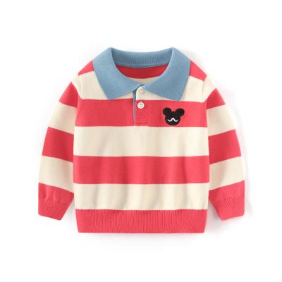 China Lapel anti-shrink sweater thin section baby cotton knit new children's clothing boys stripes 2022 version sweater Korean spring for sale