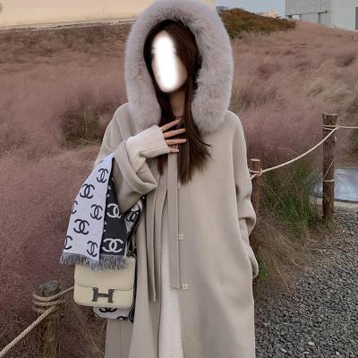 China Reversible made in wool fox fur collar removable coat 2022 China women's wool coat handmade hooded reversible new real for sale