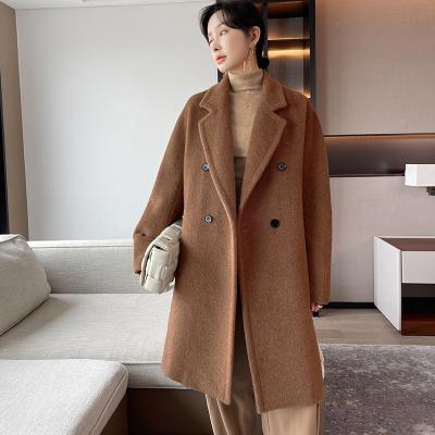 China Wholesale Europe high fashion design vicunavicuna velvet coat breathable new popular keep loose coat warm women's wool and cashmere blends for sale