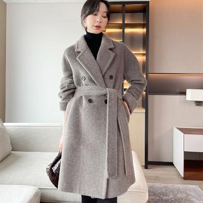 China Wholesale Europe high fashion design vicunavicuna velvet coat breathable new popular keep loose coat warm women's wool and cashmere blends for sale