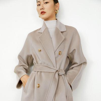 China Factory Breathable Customization Water Ripple High End Double Sided Cashmere Coat Women s Classic Double Breasted Luxurious 100% Wear for sale