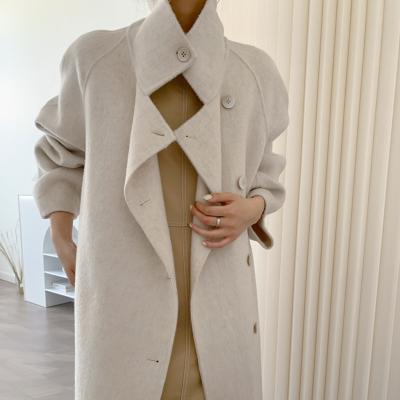 China Winter Commodity Design Fashion Cashmere Woolen Coat Breathable Customdouble Faced High End Solid Color Classic Jacket New for sale