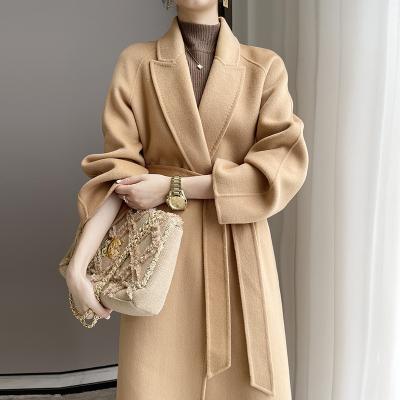 China Custom 2022 OEM ODM Breathable Ditch Korean Oversize Coat Women Long 100% Cashmere Cashmere Coat With Belt for sale