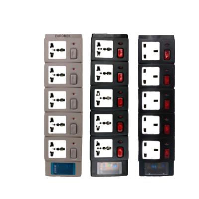 China British Standard Black Residential / General Purpose Electrical Extension 5 Way Universal Outlet Pakistan Sockets Switch for sale