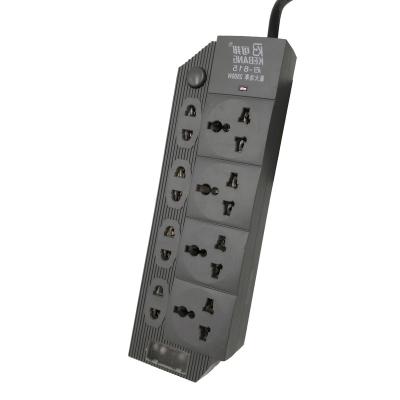 China Commercial Hot Sale India 8 Way Eu Socket Black Electrical Outlets Universal Multi Switch Panel Extension Power Strip For Office for sale