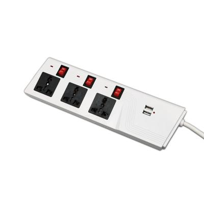 China Dual USB Socket Multiple Extension Board 3 Way Residential/Multipurpose Universal Socket With USB Outlet Electrical Switch And Socket for sale