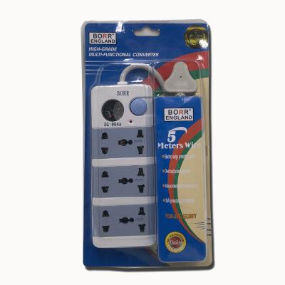 China Commercial EU Extension Plug 3/2 Pin Multi Pin Outlet Electrical Power Strip Socket With Voltmeter Display for sale