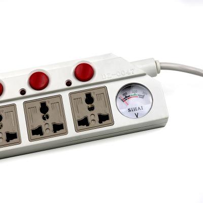 China Commercial factory direct sales of high quality electronic products extension Universal Pin power strip voltmeter switch multi socket for sale