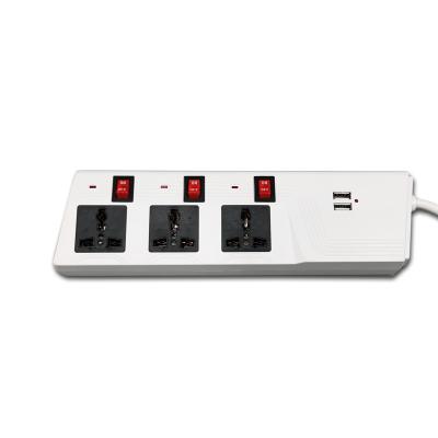 China Commercial 3 Way Extension Cord With Switch USB Outlet Panel Outlets And Sockets Extension Power Strip for sale