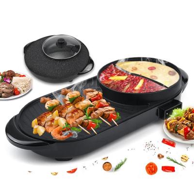 China Easily Cleaned Electric Grill With Hot Pot 2 In 1 Home Appliance Kitchen Small Appliances for sale