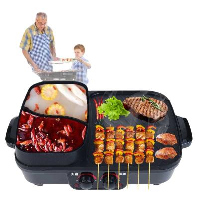 China Easily Cleaned Electric BBQ Hot Pot Multifunctional BBQ Buffet Hot Pot BBQ Griddle For Family Friends Gatherings Party for sale