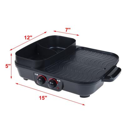 China Easily Cleaned 2 In 1 Barbecue Pan Grill Machine Multifunction Hotpot Non-Stick Smokeless BBQ for sale