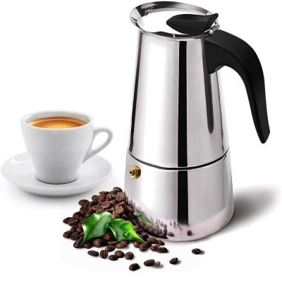 China Wholesale PORTABLE Classic Stovetop Style Moka Pot Espresso Coffee Maker Stainless Steel Mocha Pot for sale