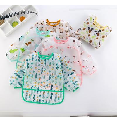 China Baby Feeding Products Ins Kids Polyester Long Sleeve Baby Apron Shirt Anti-dirty Waterproof Anti-Dressing Bibs With Food Catcher for sale