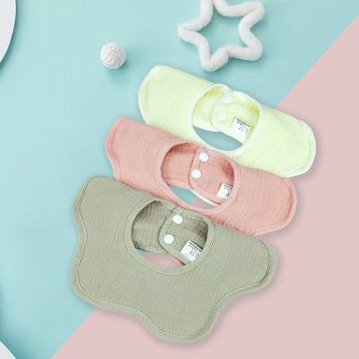 China Super Absorbent Sta Baberos Baby Viable Petal Bib Muslim Cotton Gauze Fake Collar Bib 4 Layers 360 Degree Rotating Baby Bib for sale