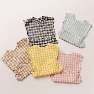 China 2022 Insti Cloth Warm Plaid Toddler Cloth Viable Feeding Weaning Waterproof Children Food Catcher Shirt Apron Bib Cotton Baby Bib for sale