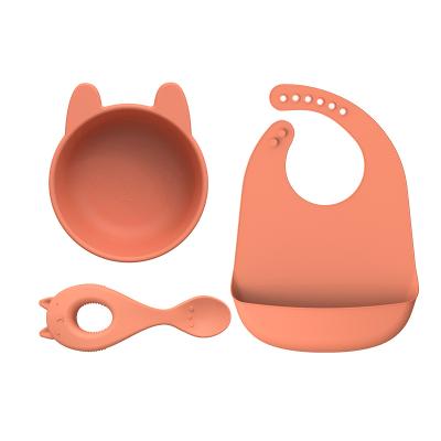 China BPA Free Baby Feeding Supplies Set Self Feeding Baby Utensils Infant Spoon Chisheng Eating Silicone Suction Training Bowl For Baby for sale