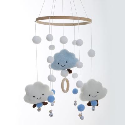 China Baby Kids Room Decor Boho Macrame Kids Room Baby Crib Nursery Mobile Decor Wool Felt Cloud Wooden Crib Hanging Mobile Hanger for sale