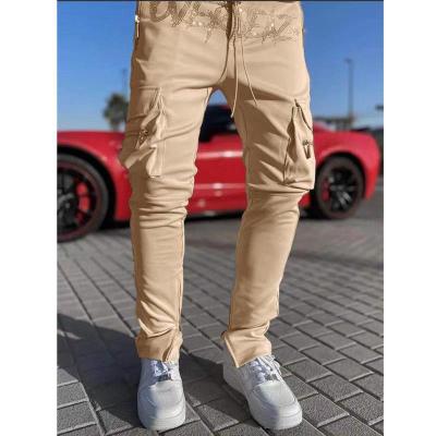 China Wholesale Breathable Casual Track Men Stacked Joggers Cargo Pants With Side Pockets Mens Trousers for sale