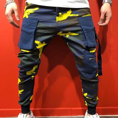 China Cotton+Polyester Sports Slim Hip Hop Cargo Pants Camouflage Print Mens Trousers for sale