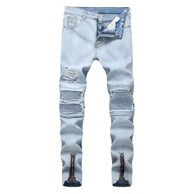 China New Viable Wholesale Ripped Jeans Classic Fashion Pants Straight Denim Man Jeans Biker Silm Mens Pants for sale