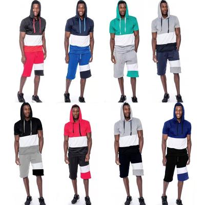 China Custom Polyester/Cotton Summer Two Piece Hooded T-Shirt Sweated Shorts Sets Mens Shirt And Shorts Set for sale