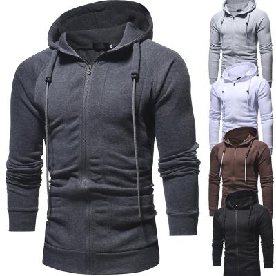 China Custom White Mens Sweatshirt Pullover Cotton Hoodies Fashion Plain Full Zipper Hoodie for sale