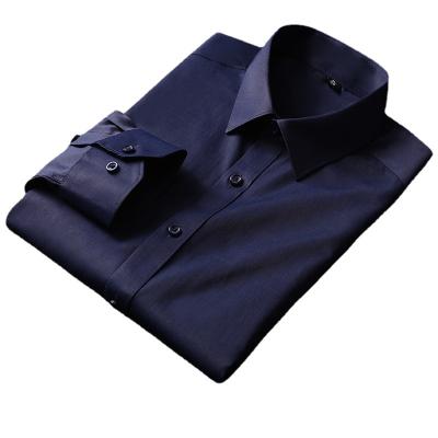 China New Plus Size Men's Business Formal Wear Men's Shirts Black Slim Casual Youth Slim Sleeve Shirt for sale