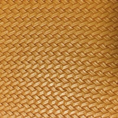 China Waterproof 1.2mm Woven Pattern Knit Leatherette Embossing Lines PVC Leather Rolls For Bag Seat Sofa for sale