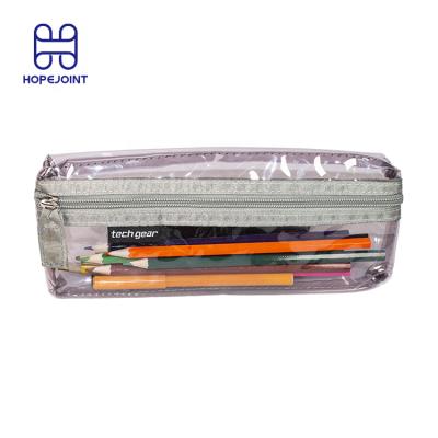 China 1 Popular Cheap Transparent Zipper Compartment PVC Pencil Bag For Office for sale