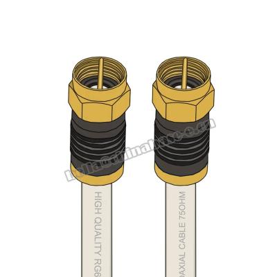 China High quality white shielded coaxial RG6 cable with F 75 ohm connectors for satellite TV antenna B0820-RG6 for sale