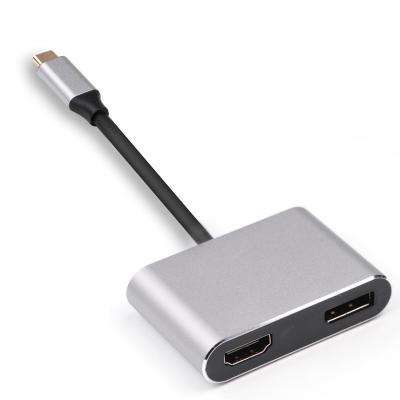 China Beautiful and compact USB C to HDMI+DP female hub for sale