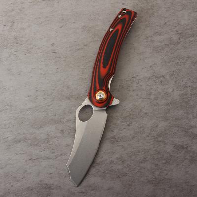 China Ergo Shape Unique Shaped High Quality Sheep Foot D2 Blade Contoured Handle G10 Folding Camping Pocket Knife for sale