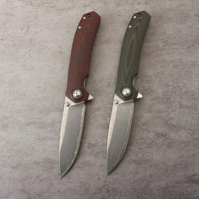 China Premium Grade 67-Layer Damascus Blade Carbon Blade Carbon Blade Collectable G10 Handle Normal Camping Folding Knife for sale