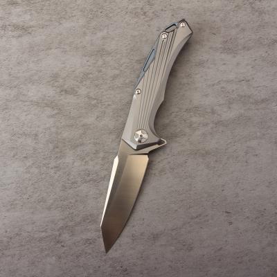 China OEM TC4 Handle TC4 Blade High Quality Titanium CNC D2 Blade Mid Size Camping Pocket Folding Knife for sale