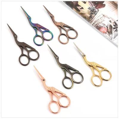 China Small Vintage Style Stainless Steel Scissors Universal Cut Stork Embroidery Scissors Wholesale Sewing Vintage for sale