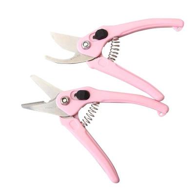 China Anti-Slip Rose-color Two Types Of Handle 7 Inch Garden Tools Scissors Stainless Steel Shears for sale