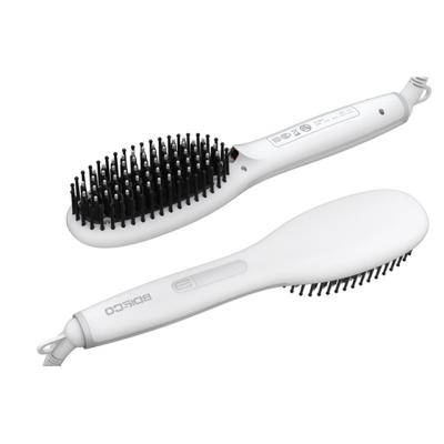 China Professional Round Negative Ion Hair Straightener Hair Brush Straightener Led Display Hair Brush for sale