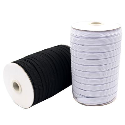 China Durable Flat Round Elastic Polyester Stretch Rope Cords Black And White Rubber Suction Cord Rubber Rope For Disposable Clothing for sale