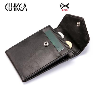 China CUIKCA Fashion RFID Wallet Mini Ultrathin Leather Wallet Slim Men Women Wallet Coins Purse ID and Credit Card Holder Card Cases for sale